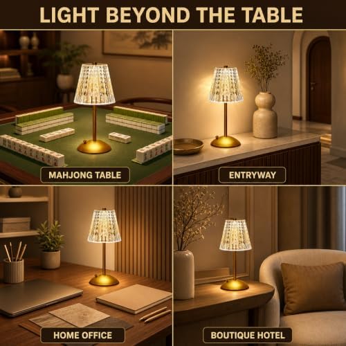 Small Gold Cordless Table Lamp Rechargeable for Kichen Countertop Dining