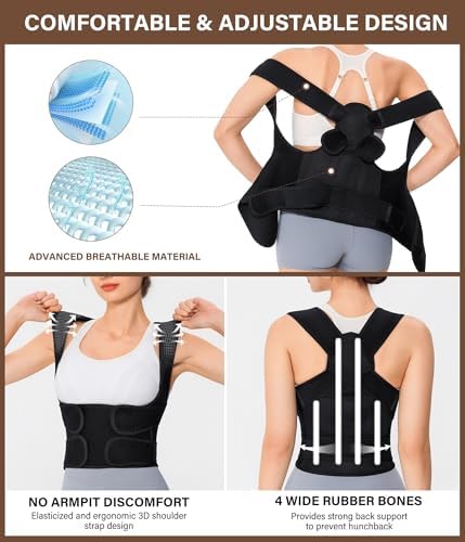 URSEXYLY Back Brace Posture Corrector for Women and Men, Breathable Shoulder Brace, Upper and Lower Back Pain Relief, Adjustable Full Back Support(Small,Black)
