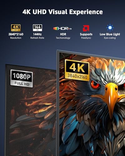 Yodoit Portable Monitor 19" 4K UHD QLED 144Hz 146% sRGB Travel Gaming Monitor Screen Display with USB Type C Port and Built-in Speakers Compatible with PC, Xbox Black