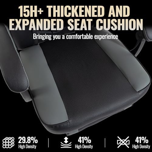 Big and Tall Gaming Chair 350lb, Ergonomic Computer Chair with 2-Point Lumbar Vibration Massage, Breathable PU Backrest, Footrest, Multiple Colors for Adults Kids Gaming Office（Grey）