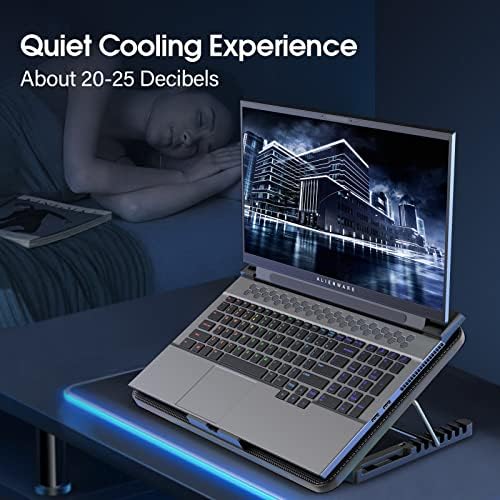 AIMIUZI Laptop Cooling Pad, Gaming Laptop Cooler with 6 Quiet Fans, Laptop Fan Cooling Pad Fits 12-17 Inch Laptop, USB Port Powered, 7 Adjustable Height