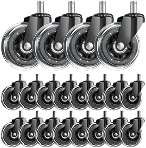 Office Chair Wheels for Hardwood Floor, 20 Pack 3 Inch PU Casters