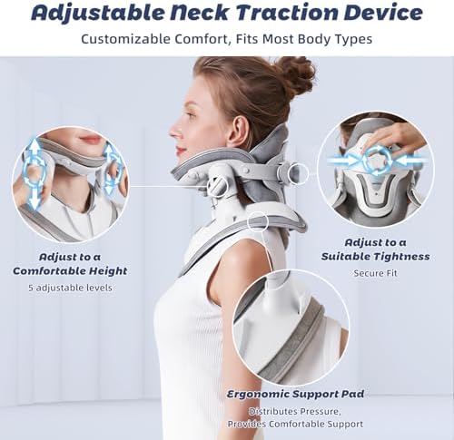 Zenopax Neck Stretcher Cervical Traction, Adjustable Cervical Neck Traction Device, Neck Brace for Neck Pain Relief and Support, Ergonomic Design for Home, Office & Travel Use