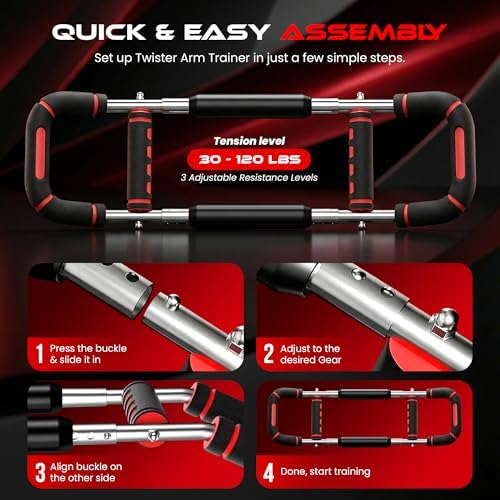 Twister Arm Trainer, Adjustable Dual Resistance (30-90, 90-120 Lbs) Upper Body Chest Exerciser And Hand Grip Strength Trainer, Portable Training Equipment For Chest & Arm Workout, Best For Home Gym