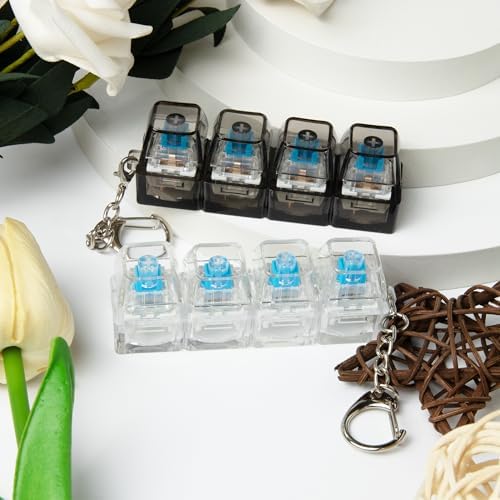 2 PCS Keyboard Fidget Toy, Keyboard Fidget Keychain 4-in-1 Keyboard Decompression Button Finger Clicker Toys, Button Stress Relief Fidget Gifts to Relief Stress (Clear Black)