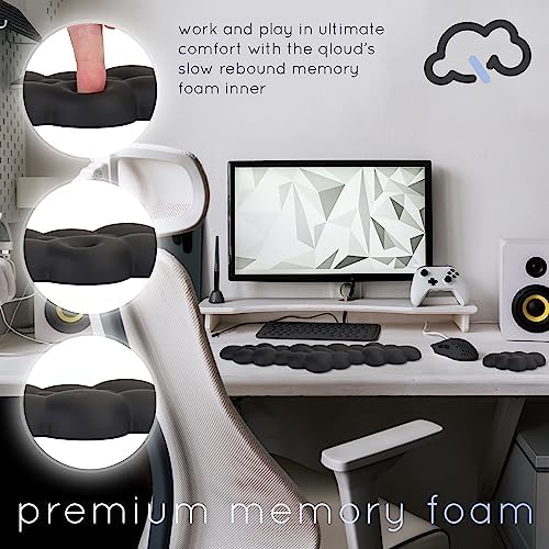 Black Cloud Keyboard Wrist Rest – Create-ables Qloud Black Wrist Rest for Computer Keyboard and Mouse, Ergonomic Memory Foam Wrist Pad with Non-Slip Base, Includes Cloud Mouse Pad