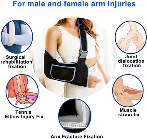 VISKONDA Arm Sling Shoulder Immobilizer - Rotator Cuff Support Brace - Comfortable Medical Sling for Shoulder Injury,Left and Right Arm,Men and Women,for Broken,Dislocated,Fracture,Strain (Black,Medium)