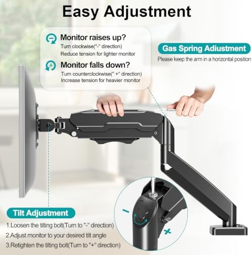 Single Monitor Mount, Fully Adjustable Monitor Arm Fits Max 32" Screen