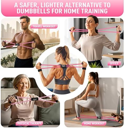 Figure 8 Resistance Bands for Arm, Back – 3-Level Latex Heavy Exercise Bands with Handles for Strength Training, Full Body Workout, Physical Therapy, Pilates, Yoga, Home Gym Equipment for Women