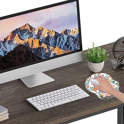 Mouse Pad, Ergonomic Mouse Pad with Wrist Support Pain Relief Comfort Wrist Rest Pad with Non-Slip PU Base for Gaming, Home, Office & Travel, Pink Floral Pattern