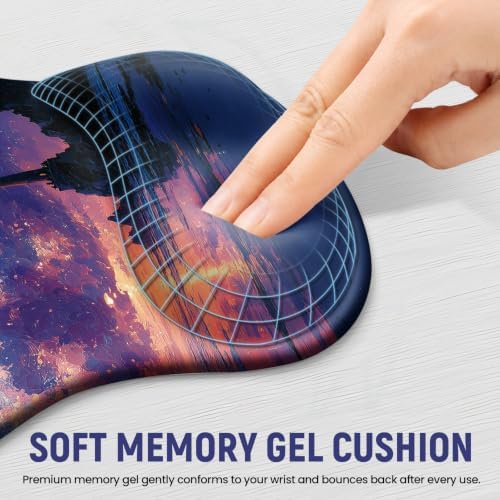 Ergonomic Mouse Pad with Wrist Rest, Gel Wrist Support, Sunrise