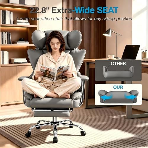 Big and Tall Office Chair, High Back Gaming Chair with Footrest