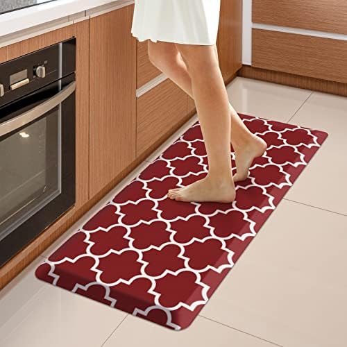 WISELIFE Kitchen Runner Rugs Anti-Fatigue mats, 17.3" x 39", 4/5 Inch, Red