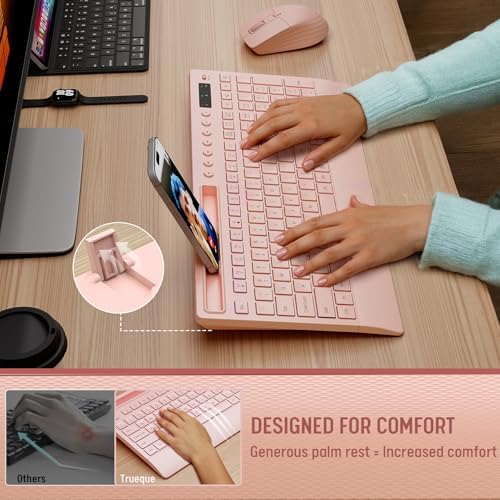 Trueque Wireless Keyboard and Mouse Combo, Full Size with Palm Rest