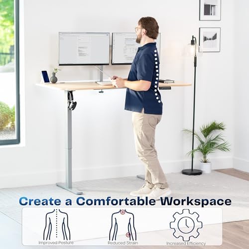 VIVO Light Wood 63 x 32 in Standing Desk, DESK-KIT-1G1C