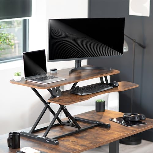 VIVO Rustic Vintage Brown 42 inch Standing Desk Converter, DESK-V042KN