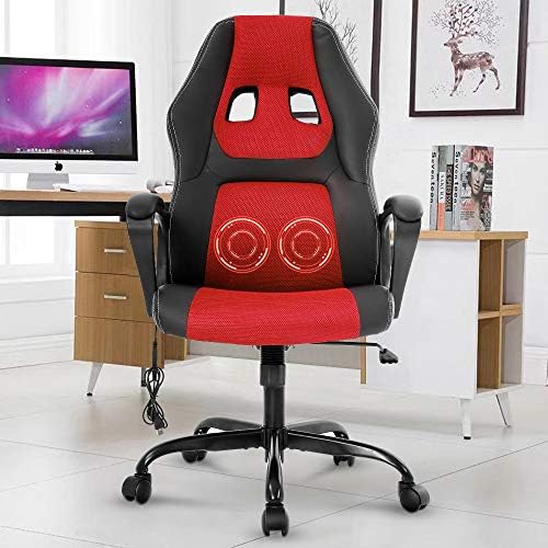 Gaming Chair Computer Chair Office Chair Ergonomic High Back Massage PC Desk Chair with Lumbar Support & Padded Armrest Racing Style Cheap Adjustable Swivel Chair for Women Men Adult, Red