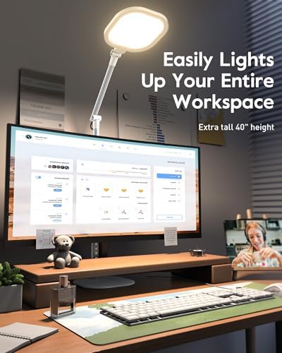 LitONES Tall LED Desk Lamps Home Office, Edge-Lit Eye-Care, 50 Light Modes