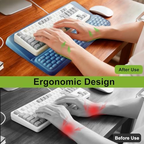Wrist Rest with Keyboard Stand, Ergonomic Keyboard Riser Holder with Memory Foam Wrist Support Pad, Desk Cushion Easy Typing for Home Office Laptop Computer Gaming, Dark Blue Gradient