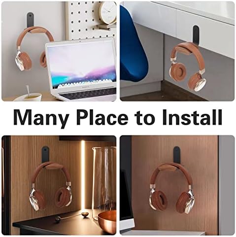 Walnut Wood Headphone Wall Mount, Wide Curved Headband Support (1 Pack)