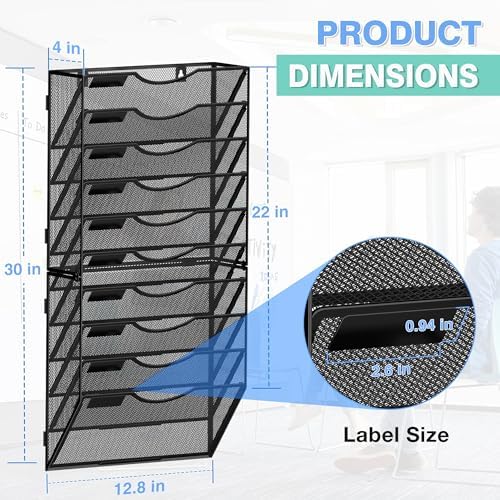 Kuntine.B Wall File Organizer Office Hanging Magazine Holder Wall File Organizer for Office Home