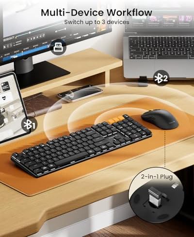ProtoArc KM310 Wireless Mechanical Keyboard and Mouse, No Backlight