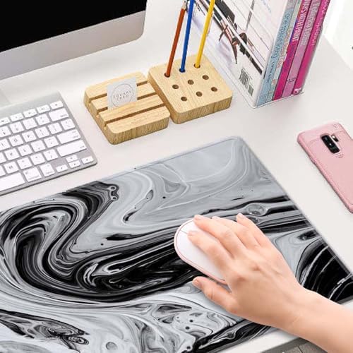 Desk Mat Marble Large Mouse Pad XL Cute Black Grey Desk Pad Keyboard Mat, Desk Accessories for Women Office Decor, Extended Mousepad 31.5''X11.8'' Non-Slip Rubber Base with Stitched Edges
