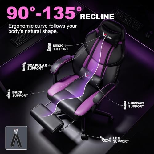 Big and Tall Gaming Chair for Adults, 400 lbs Heavy Duty, 21 in Wide Seat a