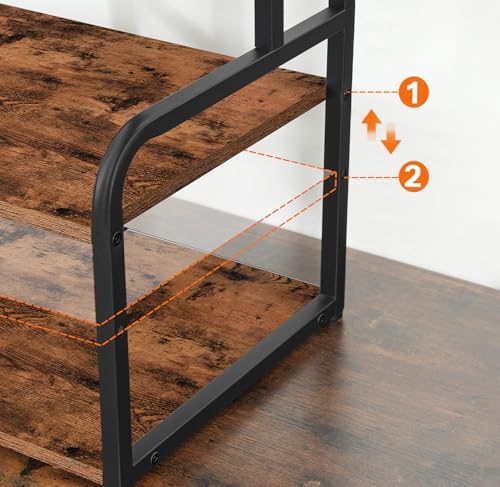 HOOBRO Printer Stand, 3-Tier Desktop Printer Table, Under Desk Printer Storage Office Organizer, Storage Rack with Adjustable Shelf, for Home Office, Kitchen, Living Room, Rustic Brown BF06PS01