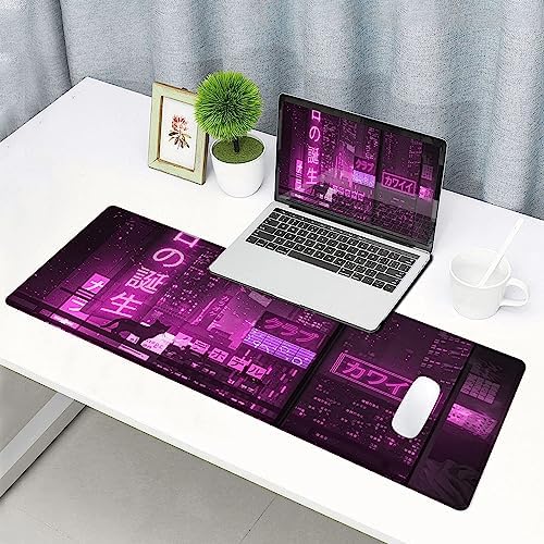 Gaming Mouse Pad, Large Anime Mouse Pads for Desk, Non-Slip Rubber Base Mousepad, Keyboard Mouse Mat Desk Pad with Stitched Edges, 31.5x11.8 inch