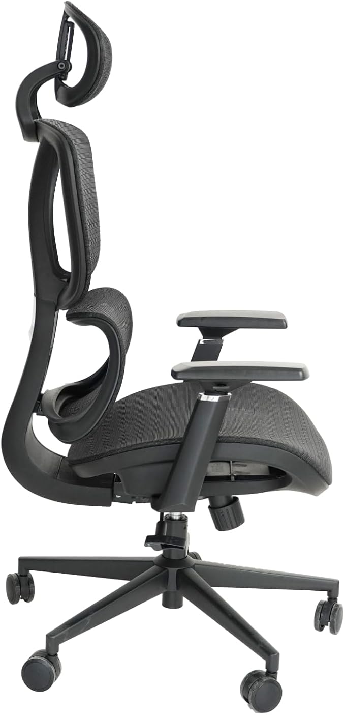 FOH Ergonomic Mesh Office Chair with Breathable Mesh, Computer Desk Chair, Ergonomic Task Chair with Adjustable Backrest Lumbar Support, Armrests and 360°Rotation for Home Office