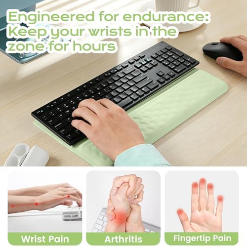 Keyboard Wrist Rest with Ergonomic Height - Computer Keyboard Stand & Soft Cushioned Pad for Wrist Pain Relief - Non-Slip Typing Support for Office, Gaming & Home(Green)