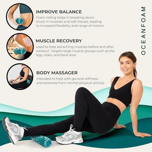 Oceanfoam Ripple Small Foam Roller for Exercise (Jade & Seafoam Marbled)