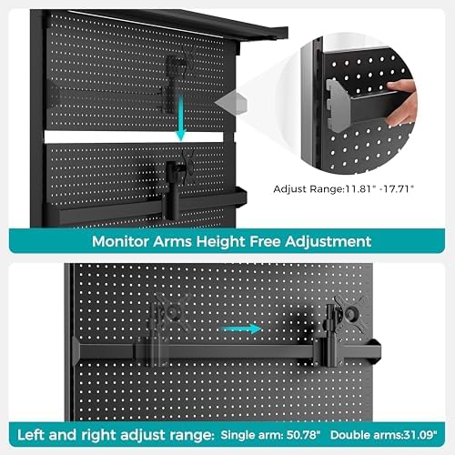 EUREKA ERGONOMIC Desk Pegboard Dual Monitor Stand 59x34 Black