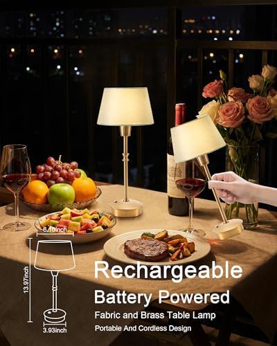 Vintage Small Rechargeable Cordless Table Lamp, Blue Lampshade