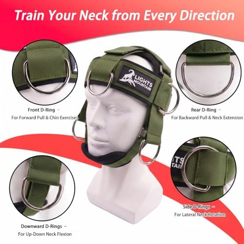 Adjustable Neck Harness with Pulley System & Resistance Bands – Multi-Directional Neck Weight Lifting Training for Strength, Stability & Posture – Padded Head Strap for Athletes & Fitness