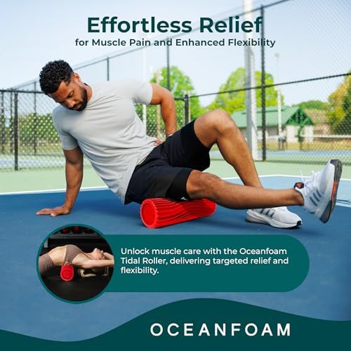Oceanfoam Tidal Roller - Muscle Massage Foam Roller for Exercise (Red)