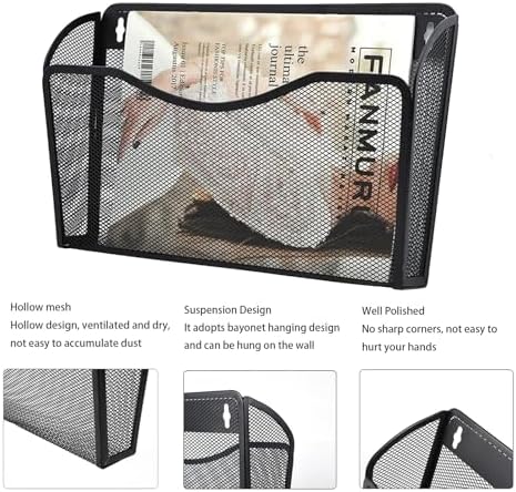 Gawerk 6 Pack Wall File Organizer, Mesh Wall File Pocket Mail Organizer Hanging Metal Vertical Wall Mounted File Holder for Office/Home