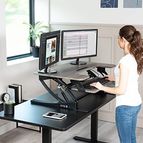 VIVO Dark Gray 36 inch Standing Desk Converter, DESK-V000VG