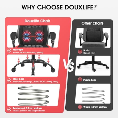 Tech Fabric Gaming Chair Ergonomic Computer Office Chair with Massage