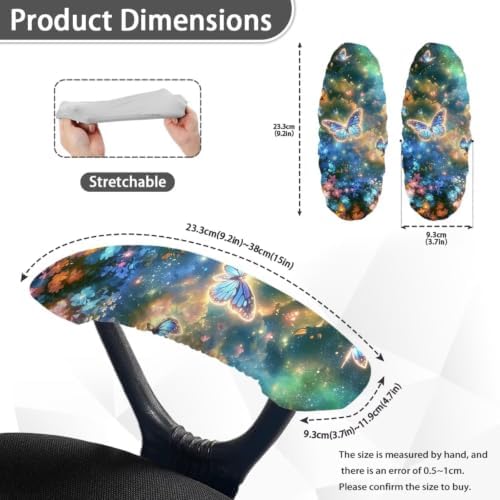 Butterfly Floral Printed 2 Piece Office Chair Armrest Covers Soft Stretchy Office Chair Arm Cover for Desk Chairs Computer Chairs Anti-Dust Dust-Proof Home Decorative Accessories