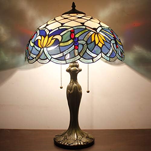 WERFACTORY Tiffany Table Lamp Stained Glass Bedside Lamp Desk Reading Light