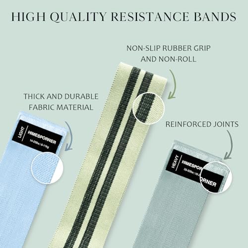 HIMESPORNER Wide Fabric Resistance Bands for Working Out 3 Level