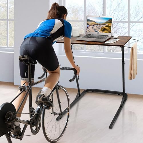 ikkle Adjustable Bike Trainer Fitness Desk, Portable Workstation Standing Desk for Indoor Cycling and Bike Trainer