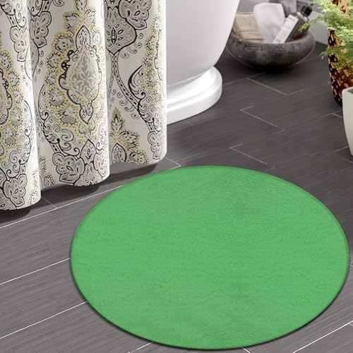 Home Decor Non Slip Kitchen Office Circle Rug, Machine Washable Modern Round Area Rug, Room Sofa Yoga Soft Round Carpet Green, 24inch