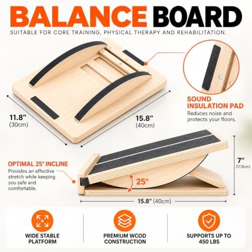 MUCITAGF 2-in-1 Slant Board for Calf Stretching & Balance Training