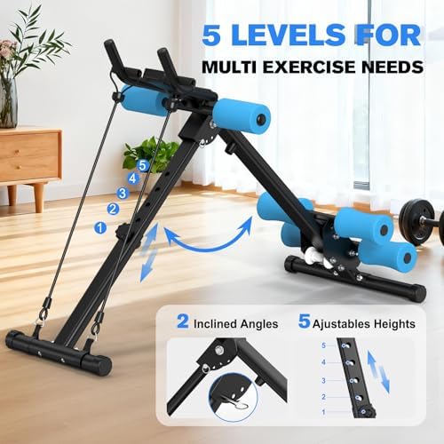 DERACY Ab Workout Machine Adjustable Ab Trainer Abdominal Trainer for Home Gym Foldable Ab Crunch Machine for Core 440 LBS
