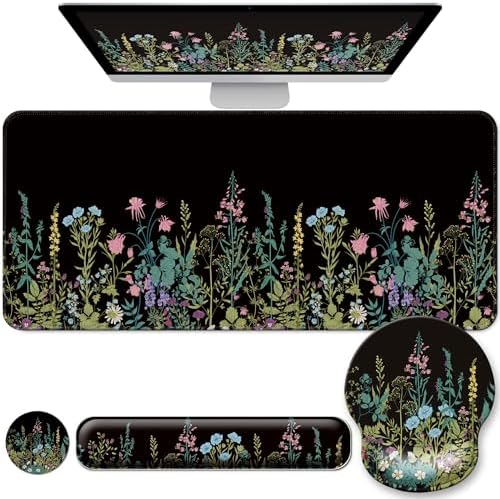 Desk Mat Set Keyboard and Mouse Pad with Wrist Rest Support