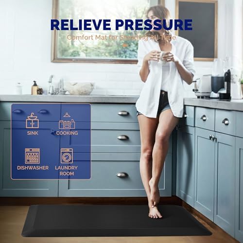 FEATOL Anti Fatigue Mat for Standing Desk & Kitchen Floor, 9/10 Extra Thick