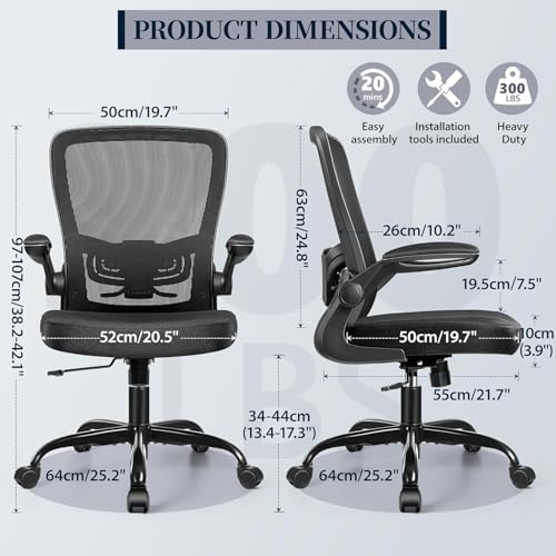 FelixKing Office Chair, Ergonomic Comfy Desk Chair with Flip-up Armrests